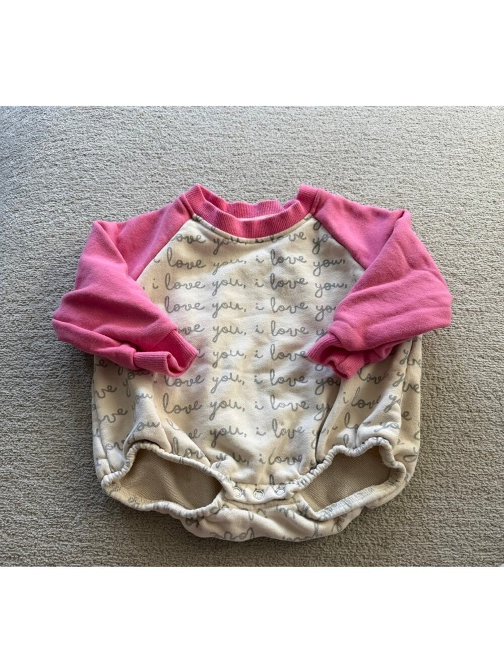 Minimalist Folk Baby Girl Bubble Romper Sweatshirt 6-12M